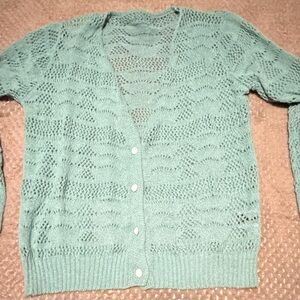 Women's mint green Button-Up Sweater